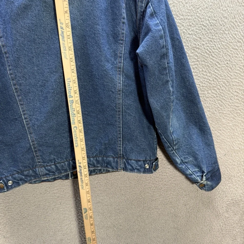 Vintage Work N Sport Jacket Adult 42 Blue Denim Sherpa Fleece Lined Workwear 90s